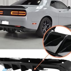 Fits 15-23 Dodge Challenger IKON V3 Style Rear Bumper Diffuser Gloss Black PP