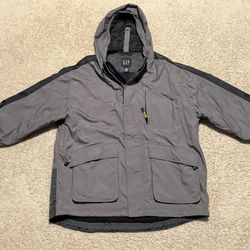 Vintage Y2K Gap Heavy Duty Multi-Pocket Waterproof Hooded Zipper Jacket L
