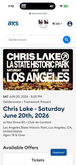 2x Chris Lake LA Saturday tickets