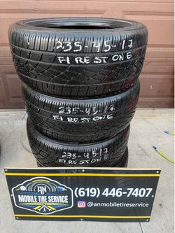 4 USED TIRES 235/45/17 FIRESTONE FIREHAWK AS V2 $260 CASH PRICE MOUNTED & BALANCE