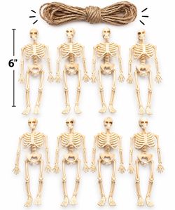 Title: Halloween Mini Skeleton Decorations – Set of 8 – 6”