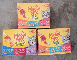 3- 24 packs of Meow Mix Seafood Selects, Wet Food Variety Pack,