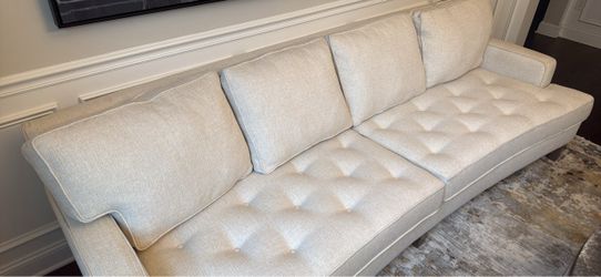 Modern Tufted Sofa in Light Beige Fabric