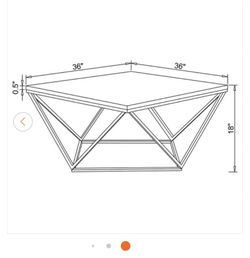 Meryl 36 in. White and Gold Square Faux Marble Coffee Table