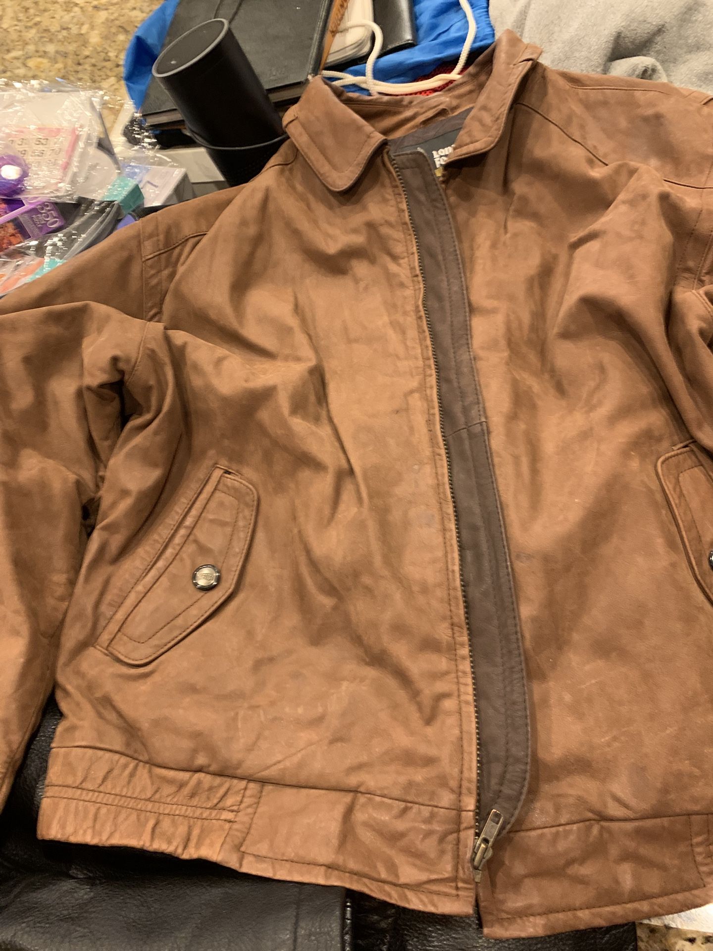 Men’s brown suede leather coat