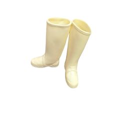 Vtg 1970 Barbie Doll Size Squishy Fiery Felt BOOTS - White