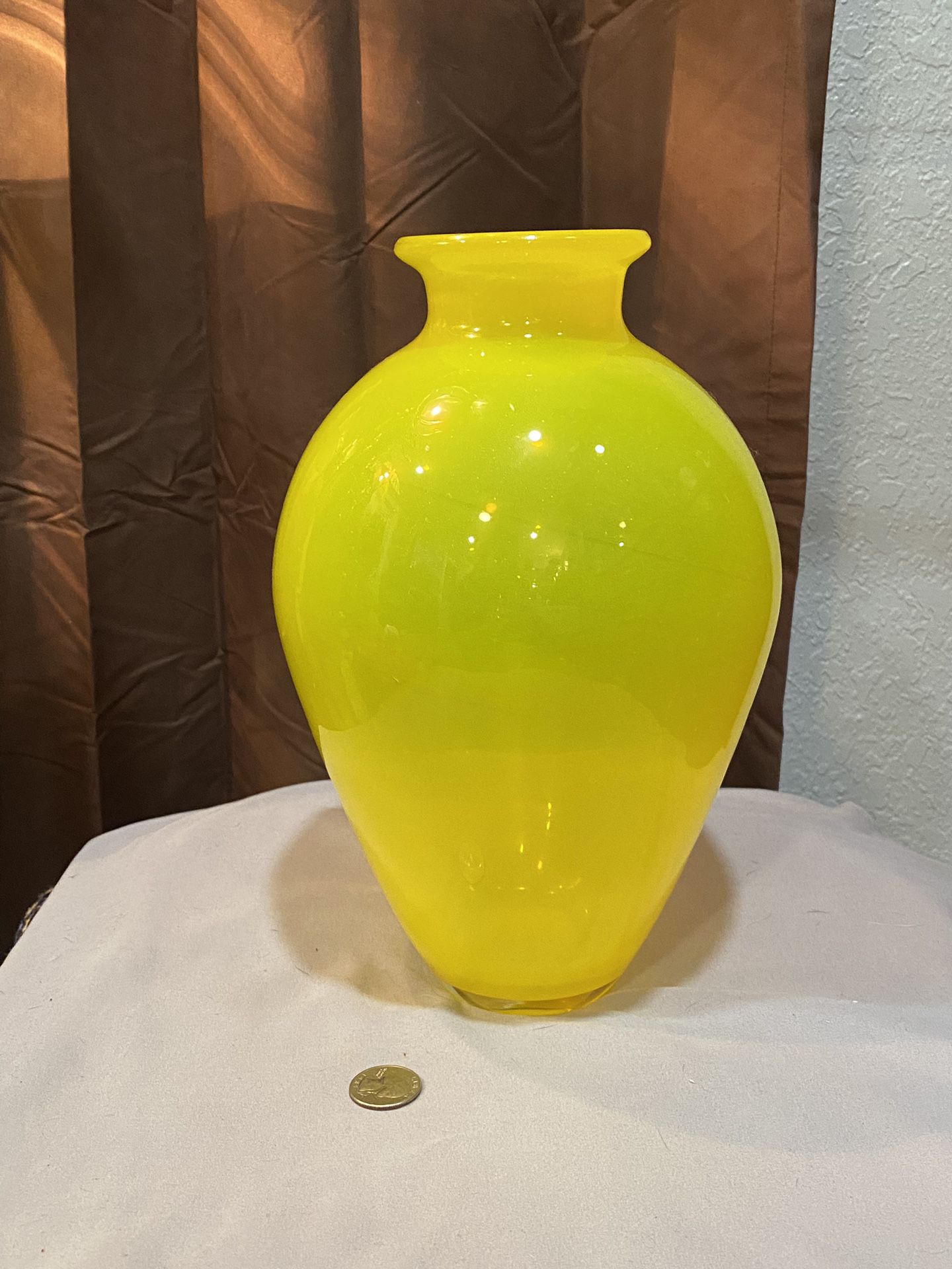 Murano Style Yellow jacketed vase