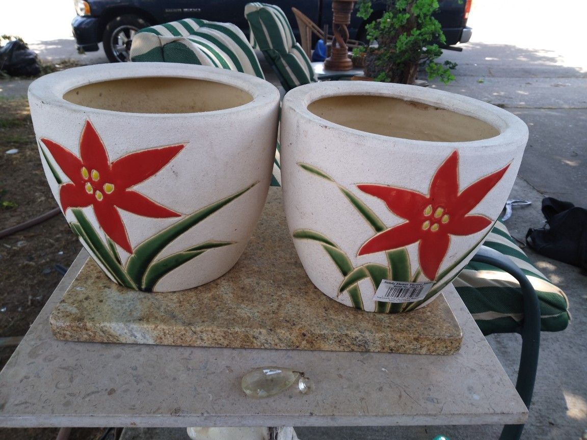 Set Of Balcony Cement Round Flower Pot