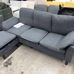 Convertible L Shaped Sofas Couch with Ottoman Small Sectional Sofa