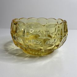 Vintage Amber Depression Glass Candy Dish, 5-1/2” Dia. X 3-1/2” Tall