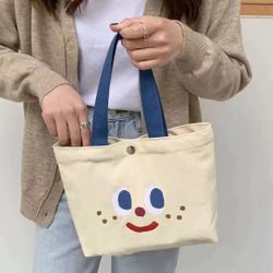 New cute face canvas tote bag