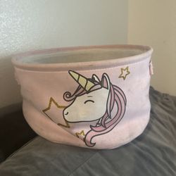 Pink Unicorn Fabric Storage Bin / Toy Basket