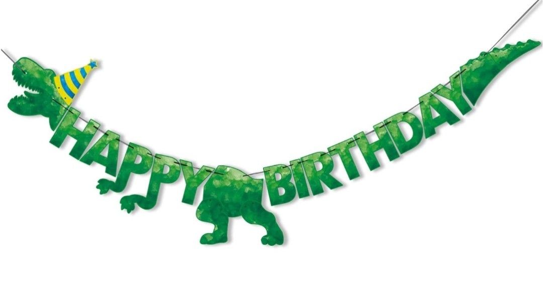 Watercolor Dinosaur HAPPY BIRTHDAY Banner - Dinosaur Birthday Party Decorations