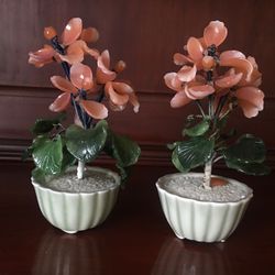 Vintage Glass Cherry Blossom Bonsai Trees