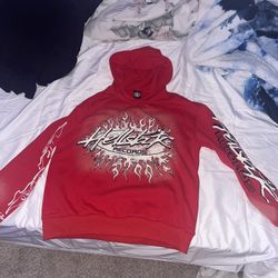 Red and While hellstar hoodie