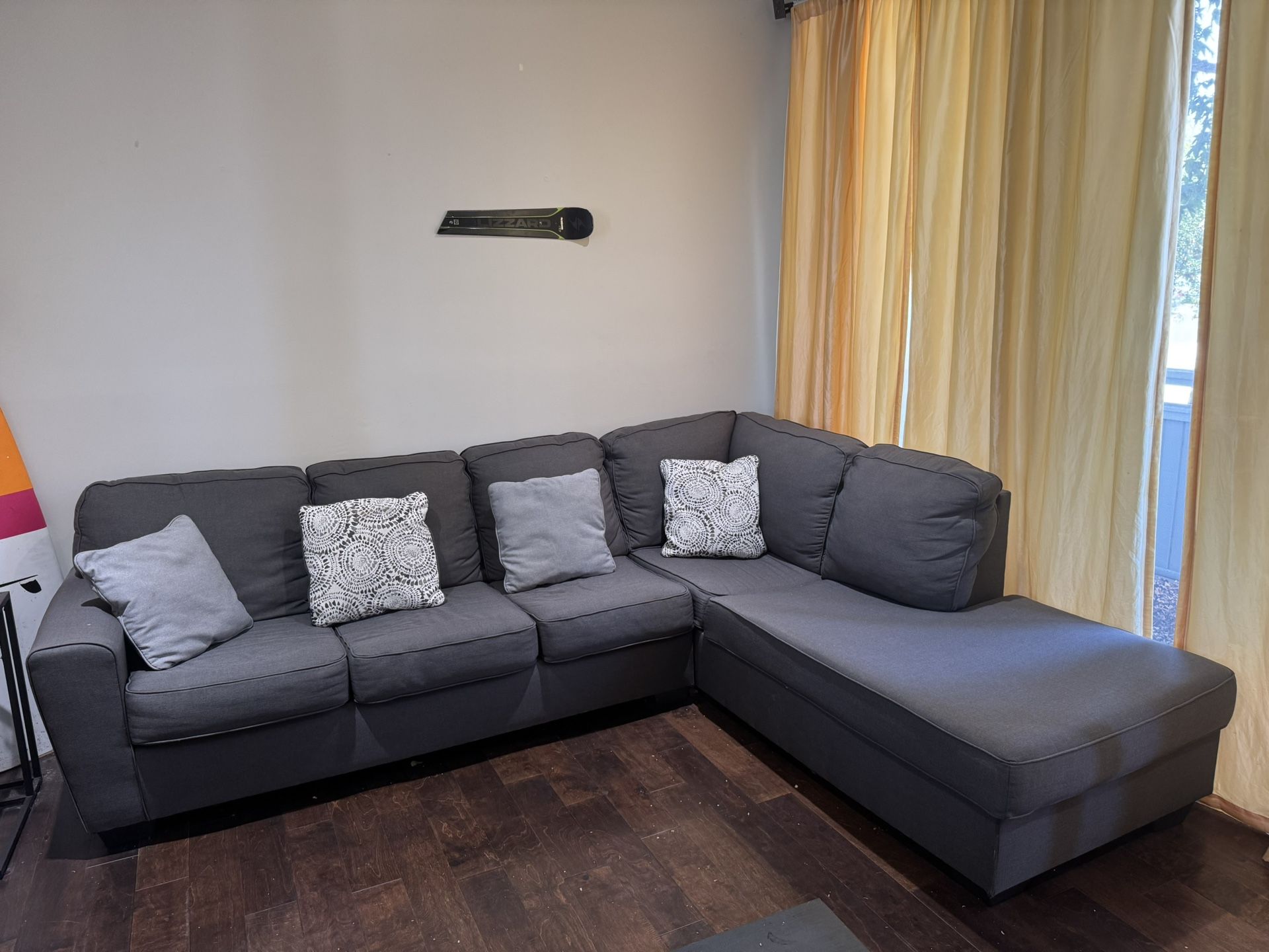 Living Spaces Couch McDade Graphite Sectional 114”