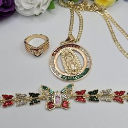 Virgin Mary Trio CHAIN BRACELET RING Gold-plated 