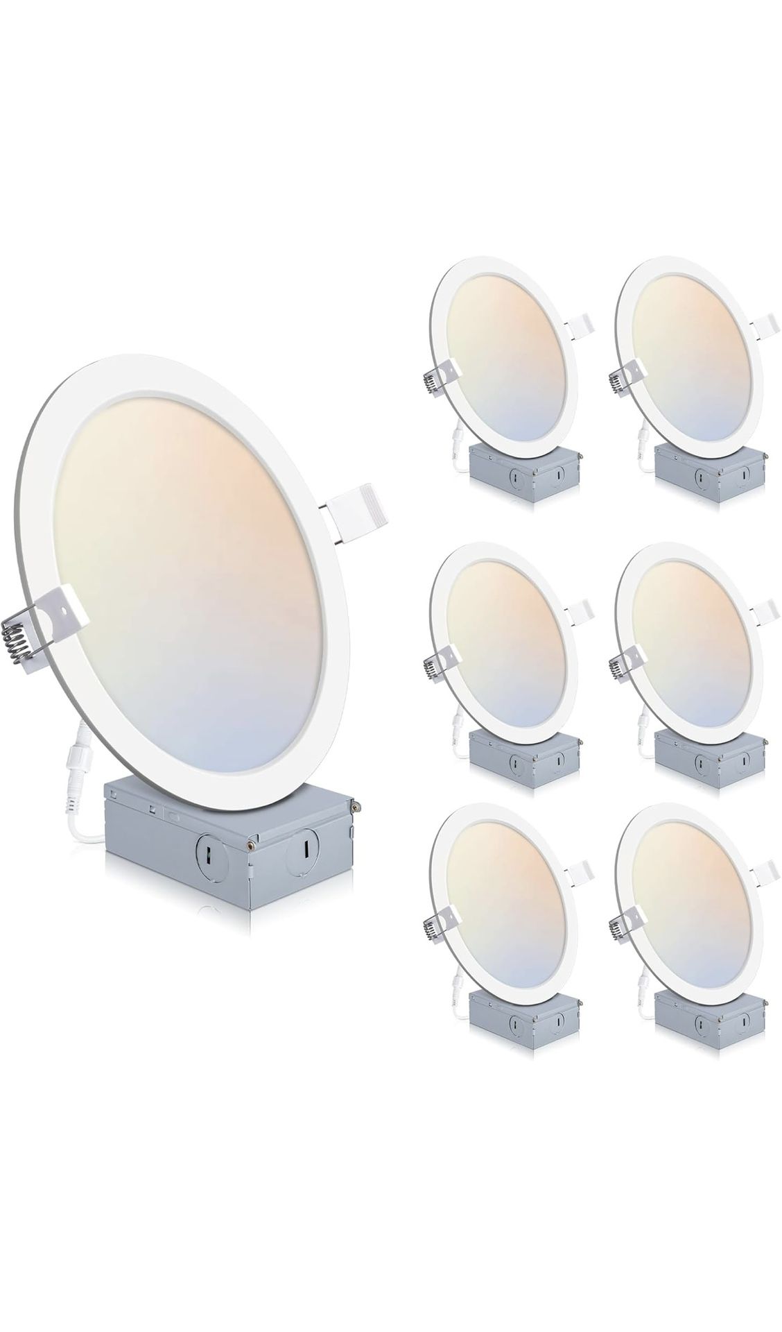 6 Pack Recessed Lighting 8 Inch with Junction Box, 5CCT 8 Inch LED Recessed Lights Dimmable 2700K/3000K/4000K/5000K/6000K, 18W 1400lm Ultra Thin Reces