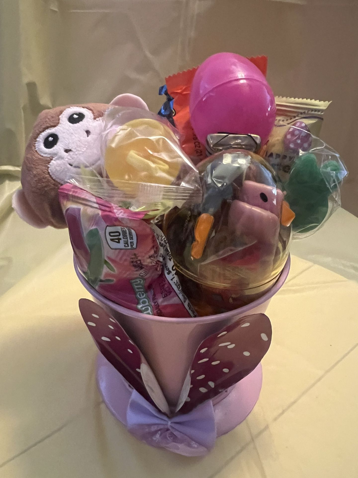 Easter basket with small monkey stuffy