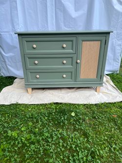 Refinished Sage Green Accent Cabinet | Dresser | Coffee Bar