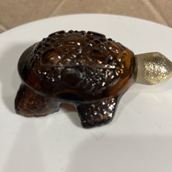 Vintage Avon Glass Turtle with Gold Head