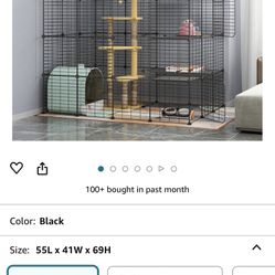 Large Cat Cage Indoor Cat Playpen Metal Wire Kennels Crate Ideal for 1-4 Cats, 42 L x 42W x 71H Inch, Black