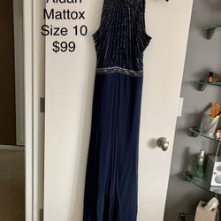 Navy Beaded Designer Formal Gown