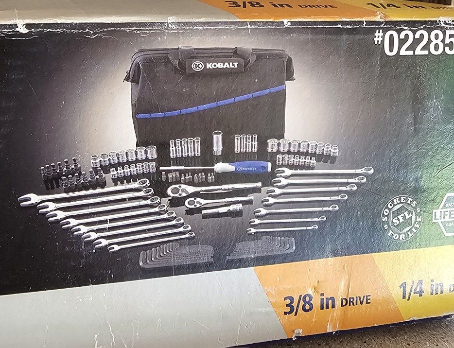 New! Kobalt 110 PC Tool Set 3/8 - 1/4 Drive 72 Tooth Ratchet SAE and METRIC