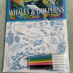 1994 Poster Art Whales And Dolphins 4 Posters, Plus 6 Nontoxic Markers