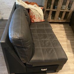 Dark Brown Pleather Couch-USED
