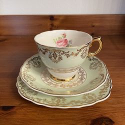 Vintage Leonard St Pottery of Burslem Tea Cup Trio, Bone China