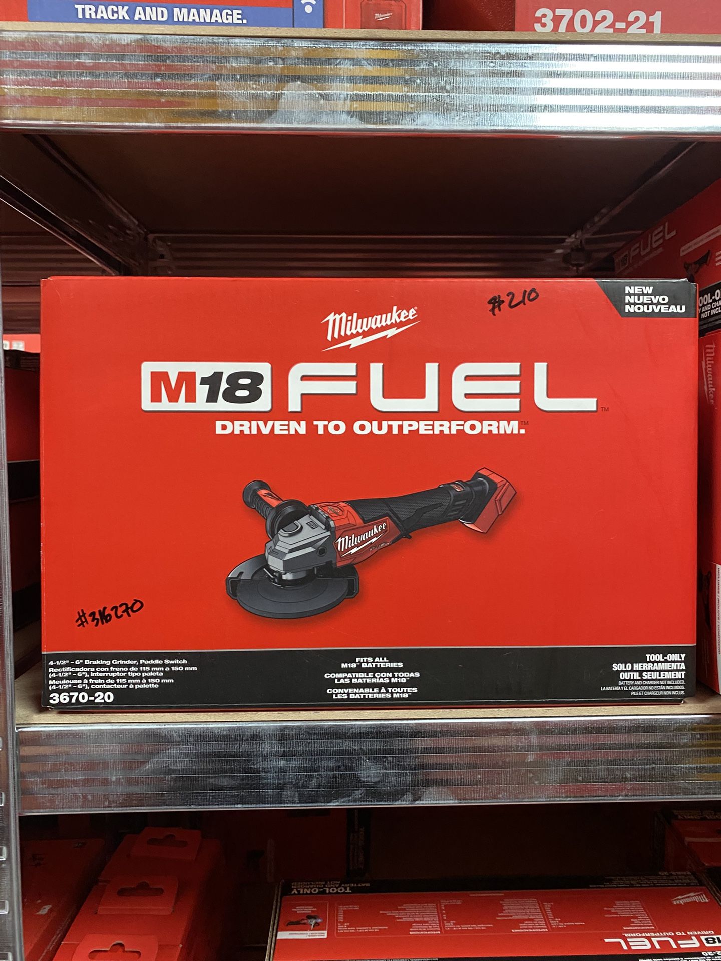 Milwaukee M18 FUEL 18-Volt Lithium-Ion Brushless Cordless 4-1/2 in./6 in. Braking Grinder with Paddle Switch (Tool-Only)