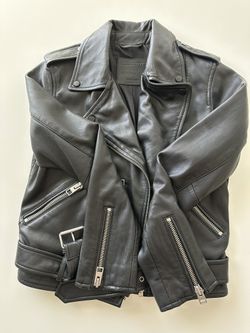 AllSaints Balfern Leather Biker Jacket Size 6 – Like New, Small Repair