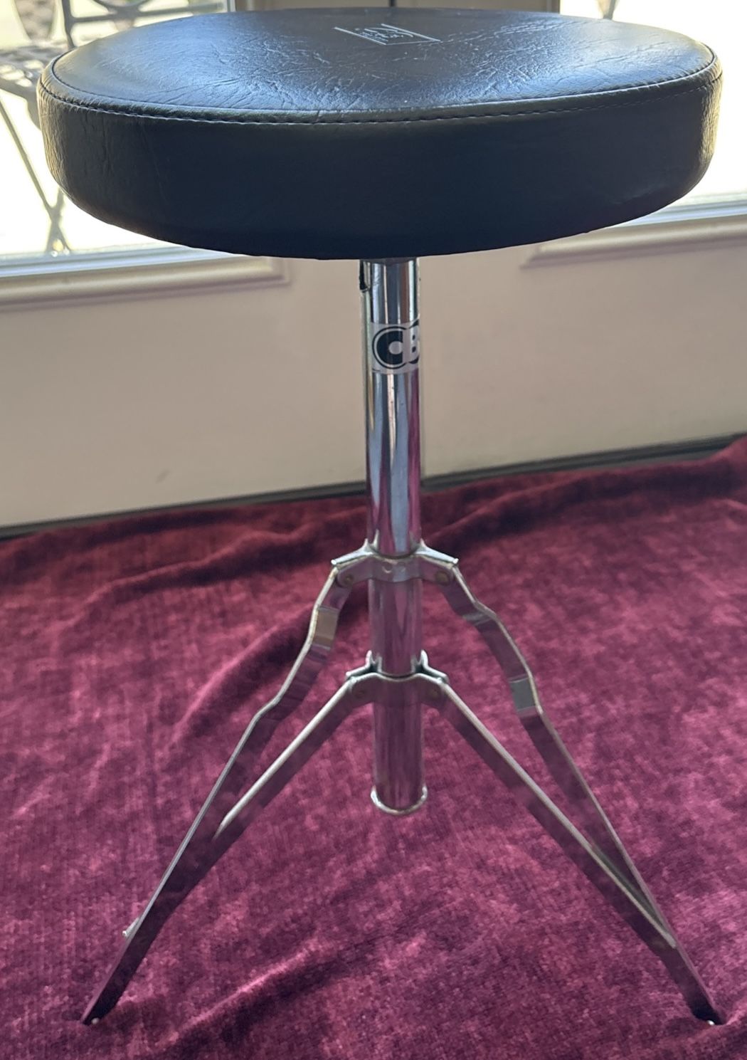 CB Adjustable Collapsible Drum Stool Throne Padded Seat Double Braced Legs