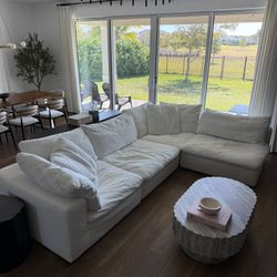 Nixon White Fabric 4-piece Modular Sectional Couch  133.50W x 32.00H x 88.50L