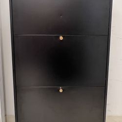 Shoe Cabinet, Modern Shoe Storage Cabinet with 3 Flip Drawers,Freestanding Shoe Rack Storage Organizer with Round Handles, Narrow Hidden Shoe Organize