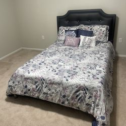 Full Bed Frame, Mattress, & 8-piece Bed Set