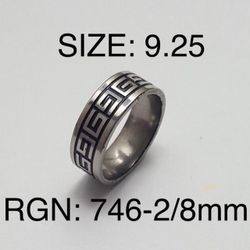 Stainless Steel Ring Band For Men & Women: Size-9.25/RGN-746-2
