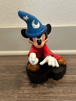 Disney Parks Sorcerer Mickey Mouse Figurine 9" Fantasia-Tested-Head Lights Up