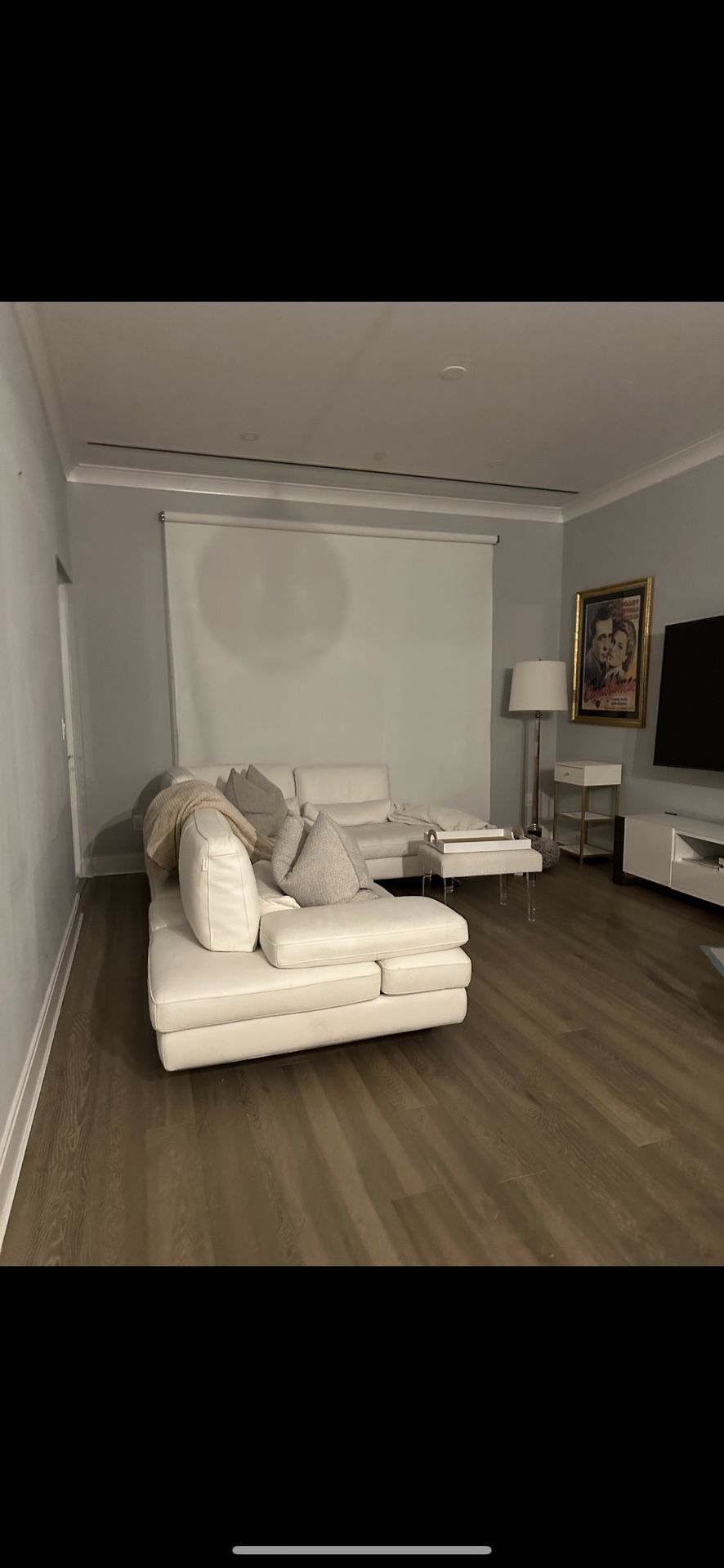 Designer White Leather Italian Modern Couch