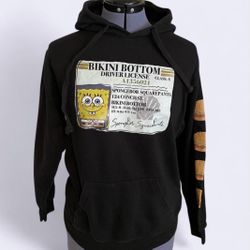 Nickelodeon SpongeBob Drivers License Hoodie Pullover Adult Black Size S