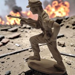 Classic 2" Tan Army Man toy Soldier Running W/Tommy Gun Mid-20th-Century Combat Gear Vintage Excellent Condition. This figure is a classic "army man" 