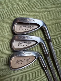 Taylormade super steel burner irons 4, 5 and sand wedge bubble shaft