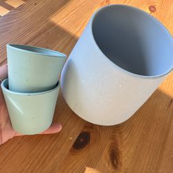 Modern Ceramic Planter Set – 1 Large + 2 Small (Neutral Tones)