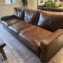 Pottery Barn Turner Grand Leather Sofa 