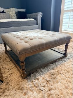 Tufted Ottoman/Coffee Table: Upholstered $150.00