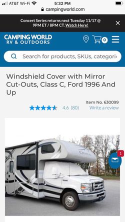 Windshield Cover with Mirror Cut-Outs Class C Ford 1996 and up