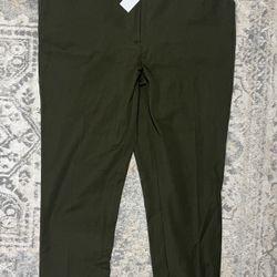 New York & Company Pants Womens Size 14 Petite Green Chino NWT