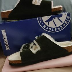Birkenstocks 9.5 "Arizona Sherling" Dark Forest GreenBrand New