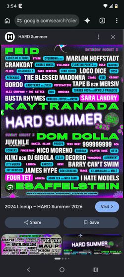 2 Vip tickets Hard Summer